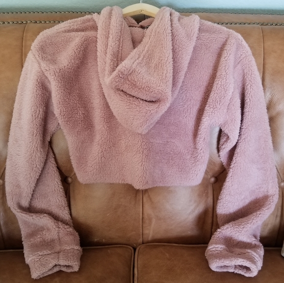 EUC- Shein Fuzzy Crop Top Hoodie - Picture 2 of 4
